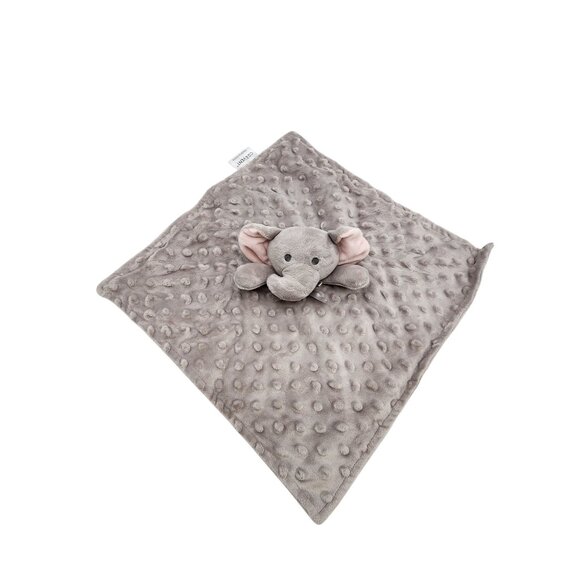 Gray Elephant Baby Security Blanket Soft Plush Lovey By Crevent 10"x10" - Picture 1 of 3